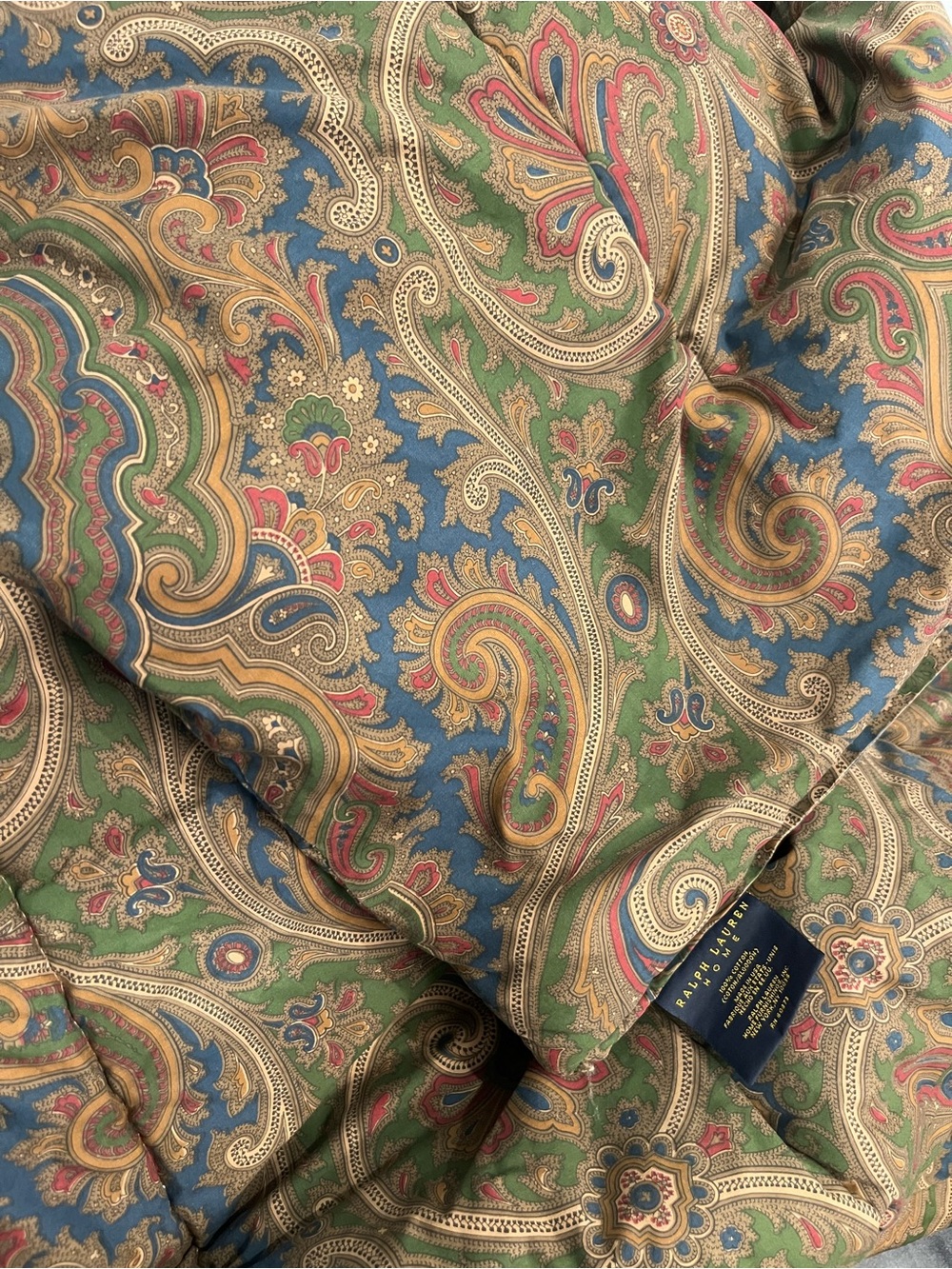 Vtg Ralph Lauren Comforter Brianna Elizabeth Paisley Blue Green Twin Sateen USA